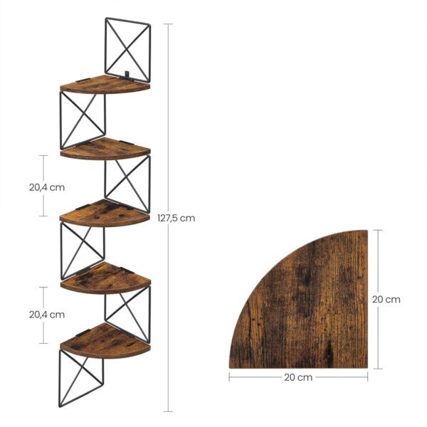 VASAGLE Eckregal Zickzack‑Design 5 Ebenen vintage Braun‑Schwarz