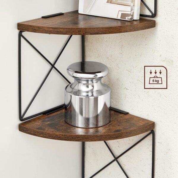 VASAGLE Eckregal Zickzack‑Design 5 Ebenen vintage Braun‑Schwarz