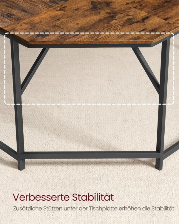 VASAGLE Eckschreibtisch L‑Form 149 cm x 149 cm, platzsparend, vintage Braun/Tintenschwarz