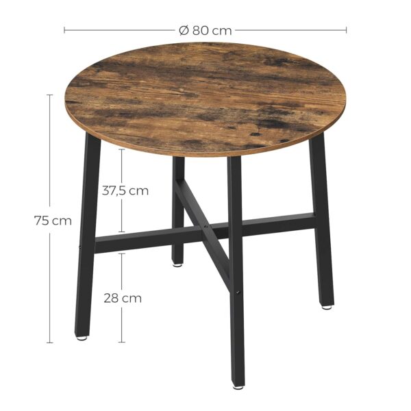 VASAGLE Esstisch runder 80 cm – Industrie‑Design in Vintage Braun/Tintenschwarz