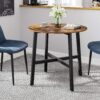 VASAGLE Esstisch runder 80 cm – Industrie‑Design in Vintage Braun/Tintenschwarz
