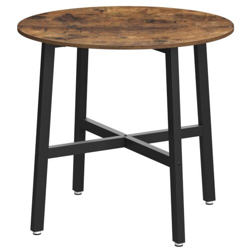 VASAGLE Esstisch runder 80 cm – Industrie‑Design in Vintage Braun/Tintenschwarz