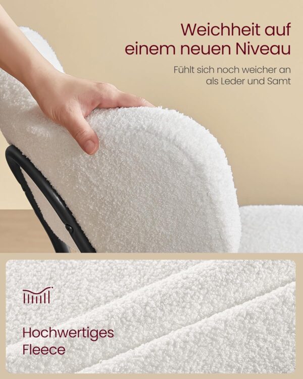 VASAGLE Esszimmerstuhl 2er Set – Fleece‑Polster, geschwungene Rückenlehne, cremeweiß