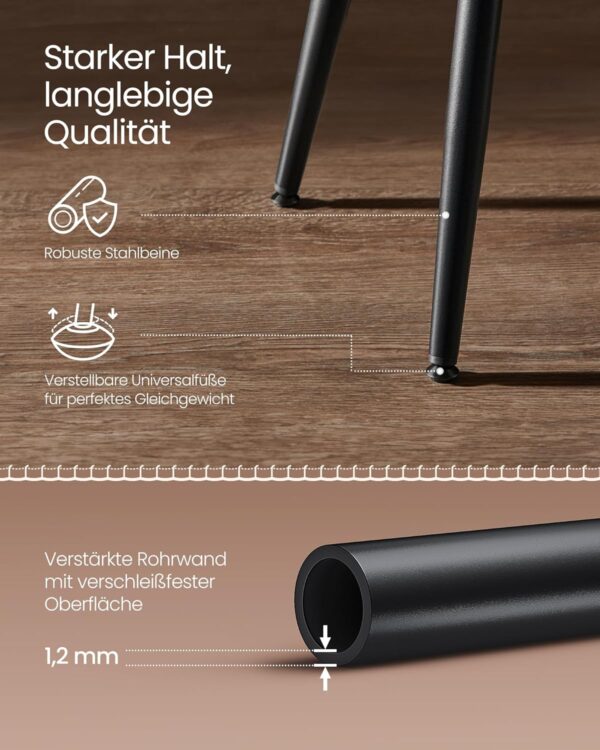 VASAGLE Esszimmerstühle 2er Set Kunstleder Mid‑Century‑Modern Karamellbraun