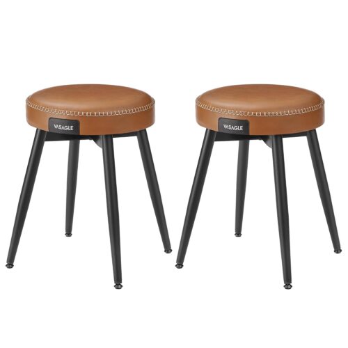 VASAGLE Esszimmerstühle 2er Set Kunstleder Mid‑Century‑Modern Karamellbraun