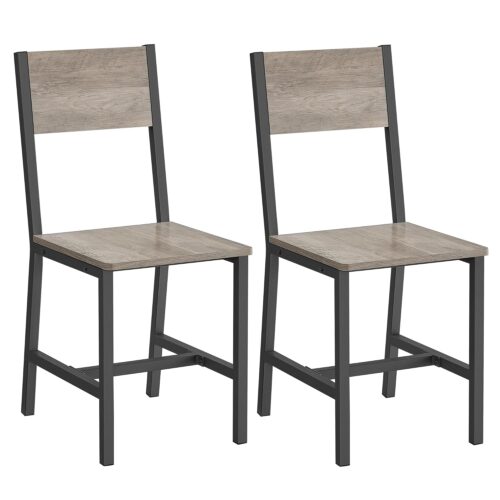 VASAGLE Esszimmerstühle 2er Set, Metallrahmen, greige meliert‑mattgrau