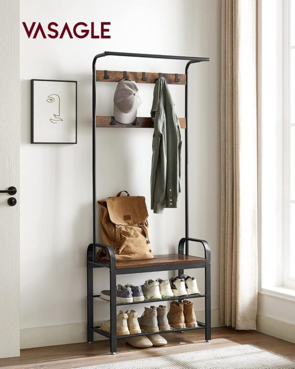 VASAGLE Garderobenständer 4‑in‑1 mit 9 abnehmbaren Haken – Industrie‑Design