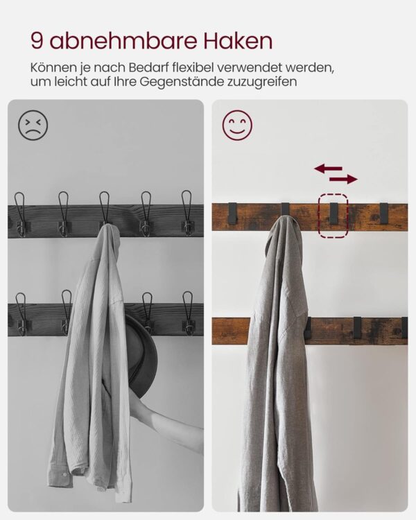 VASAGLE Garderobenständer 4‑in‑1 mit 9 abnehmbaren Haken – Industrie‑Design