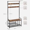 VASAGLE Garderobenständer 9 Haken, Schuhbank & Ablage, 30 x 85 x 180 cm, Industrie‑Design