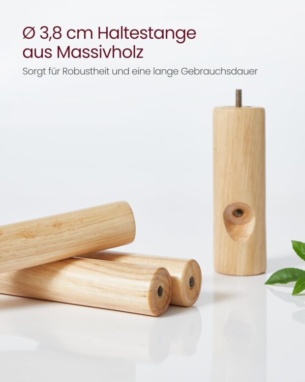VASAGLE Garderobenständer Massivholz 8 Haken 3 verstellbare Höhen Baumform