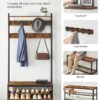 VASAGLE Garderobenständer mit Sitzbank, 9 Haken & Schuhschrank, industrielles Design