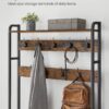 VASAGLE Garderobenständer mit Sitzbank, 9 Haken & Schuhschrank, industrielles Design