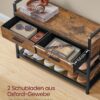 VASAGLE Garderobenständer Schuhbank, 2 Stoffschubladen, 16 Haken, vintagebraun