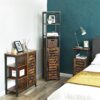 VASAGLE Hochschrank 3 offene + 2 verdeckte Ablagen Vintage Braun/Schwarz 37x30x167 cm