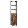 VASAGLE Hochschrank 3 offene + 2 verdeckte Ablagen Vintage Braun/Schwarz 37x30x167 cm
