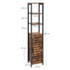 VASAGLE Hochschrank 3 offene + 2 verdeckte Ablagen Vintage Braun/Schwarz 37x30x167 cm