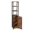 VASAGLE Hochschrank 3 offene + 2 verdeckte Ablagen Vintage Braun/Schwarz 37x30x167 cm
