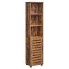 VASAGLE Hochschrank Bad 3 offene Fächer 2 verstellbare Einlegeböden Vintage‑Braun