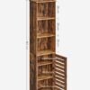 VASAGLE Hochschrank Bad 3 offene Fächer 2 verstellbare Einlegeböden Vintage‑Braun