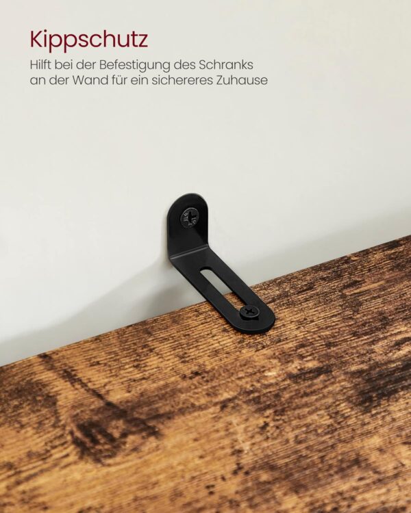 VASAGLE Hochschrank Bad 3 offene Fächer 2 verstellbare Einlegeböden Vintage‑Braun
