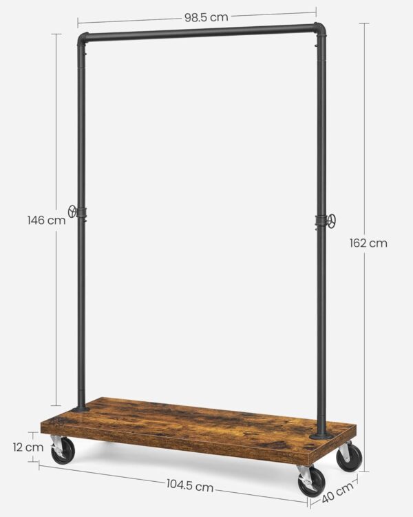 VASAGLE Kleiderständer 80 kg arretierbare Rollen Industrie‑Design