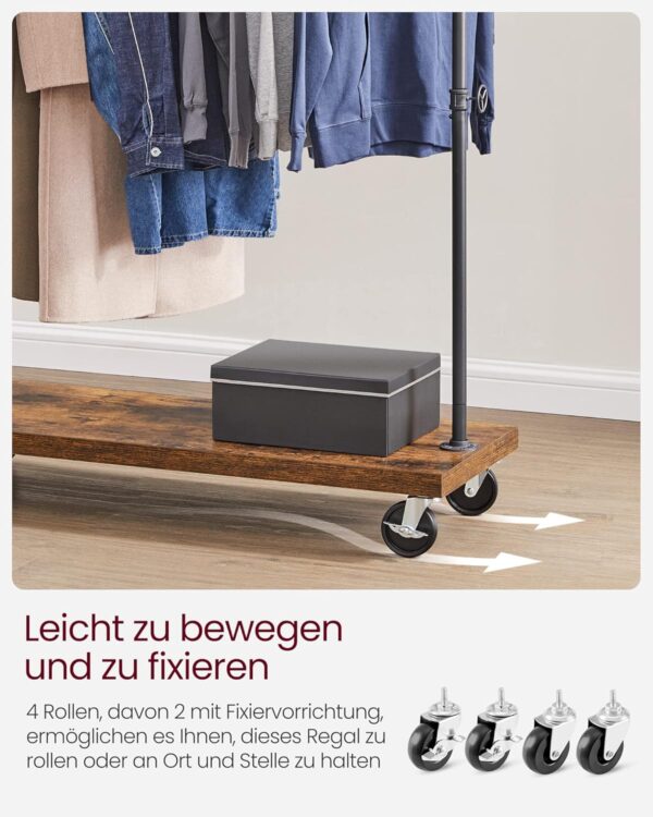 VASAGLE Kleiderständer 80 kg arretierbare Rollen Industrie‑Design