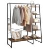 VASAGLE Kleiderständer Garderobe 45×120×160 cm mit Kleiderstange, Schuhablage & 6 abnehmbaren Haken