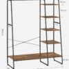 VASAGLE Kleiderständer Garderobe 45×120×160 cm mit Kleiderstange, Schuhablage & 6 abnehmbaren Haken