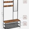 VASAGLE Kleiderständer mit Spiegel, Sitzbank & Haken – Industrie‑Design