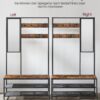 VASAGLE Kleiderständer mit Spiegel, Sitzbank & Haken – Industrie‑Design