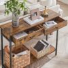 VASAGLE Konsolentisch 2‑Schubladen Stahlgestell Industrie‑Design