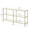 VASAGLE Konsolentisch 3‑teilige Hartglasablagen Metallrahmen goldtransparent