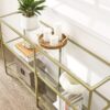VASAGLE Konsolentisch 3‑teilige Hartglasablagen Metallrahmen goldtransparent