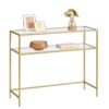 VASAGLE Konsolentisch Hartglas, gold‑transparent, verstellbare Füße