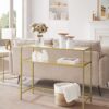 VASAGLE Konsolentisch Hartglas, gold‑transparent, verstellbare Füße