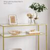 VASAGLE Konsolentisch Hartglas, gold‑transparent, verstellbare Füße