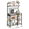 VASAGLE Küchen‑Standregal mit Steckdosen, Kaffeebar, 8 S‑Haken, greige‑schwarz, 40×90×165 cm