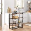 VASAGLE Küchenregal Standregal 2 Metallkörbe mit Haken vintagebraun‑schwarz