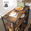 VASAGLE Küchenregal Standregal 2 Metallkörbe mit Haken vintagebraun‑schwarz