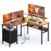 VASAGLE L‑Form Schreibtisch – LED‑Beleuchtung, USB‑& Steckdosen, 150 × 120 cm, Home‑Office