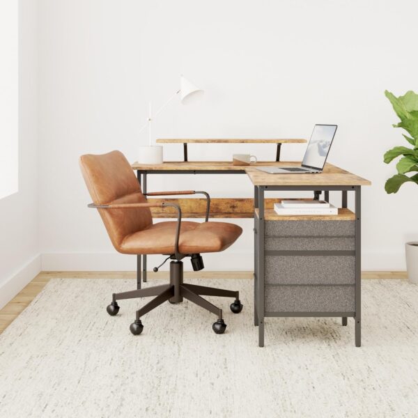 VASAGLE L‑Form Schreibtisch – LED‑Beleuchtung, USB‑& Steckdosen, 150 × 120 cm, Home‑Office