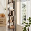 VASAGLE Leiterregal 5‑Ebenen, schmales Standregal, Industrie‑Design, Braun/Schwarz