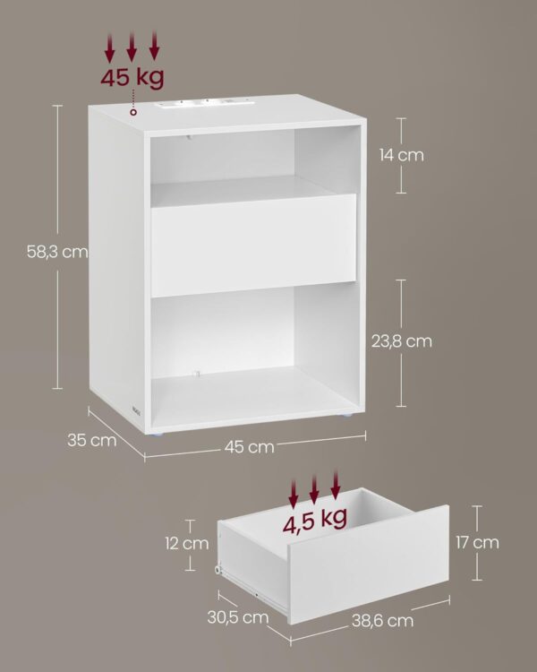 VASAGLE Nachtschrank mit Schublade, werkzeuglose Montage, Toolless‑Technologie