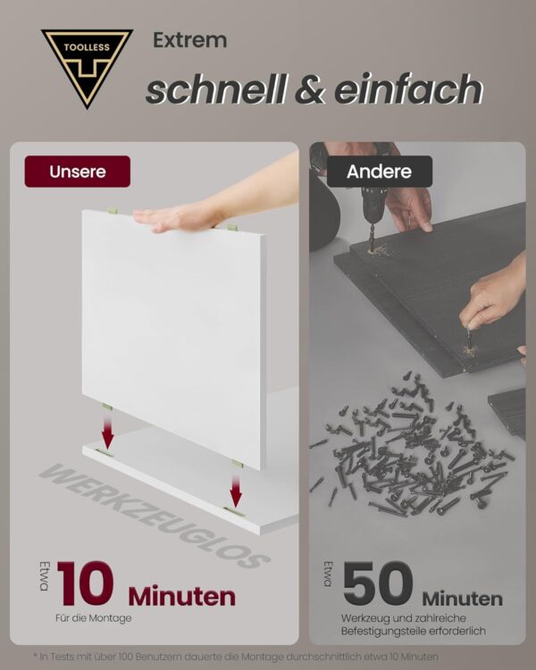 VASAGLE Nachtschrank mit Schublade, werkzeuglose Montage, Toolless‑Technologie