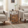 VASAGLE Nachttisch 2‑Schubladen Industrie‑Design vintagebraun‑schwarz
