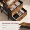 VASAGLE Nachttisch 2 Stoffschubladen Ablagen 61 cm vintagebraun‑schwarz