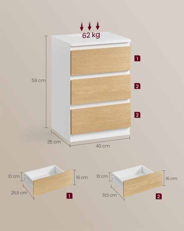 VASAGLE Nachttisch 2er Set – dose + 2 USB‑A, wolkenweiß‑mandelgelb