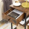 VASAGLE Nachttisch mit Schublade, 2 Ablagen, hoch – industrieller Stil, rustikales Braun‑Schwarz