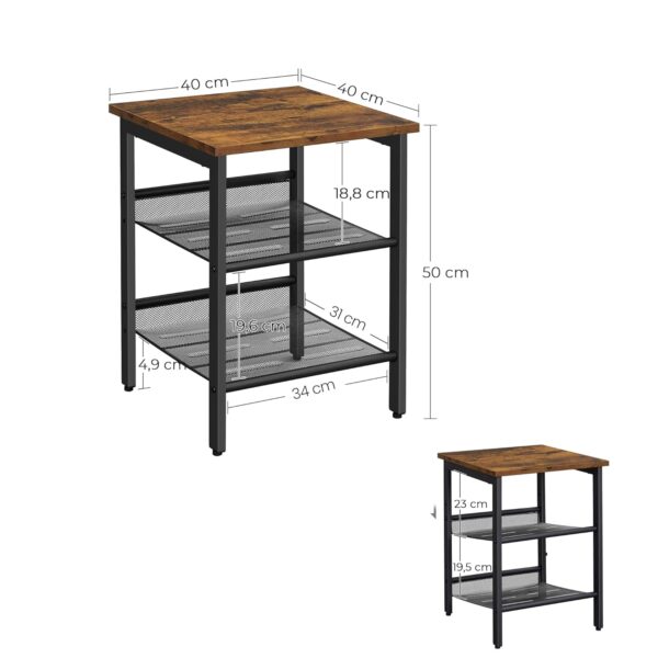 VASAGLE Nachttisch-Set 2er verstellbare Gitterablagen stabile Industrie-Design