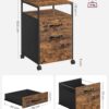 VASAGLE Rollierbarer Aktenschrank 2 Schubladen Rollen offenes Regal rustikal braun